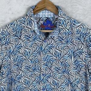 Robert Graham Gleeson Wave Shirt Men's Large Short Sleeve Stretch Maximalism